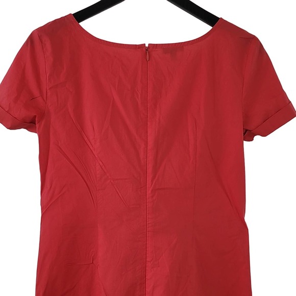 Talbots Dress Size 4 Pink Coral Short Sleeve Cotton Unlined Bow Business Casual - Picture 6 of 8